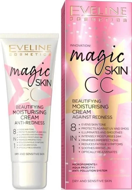 Zestaw Eveline Magic Skin CC z gąbeczką + pędzelek GRATIS