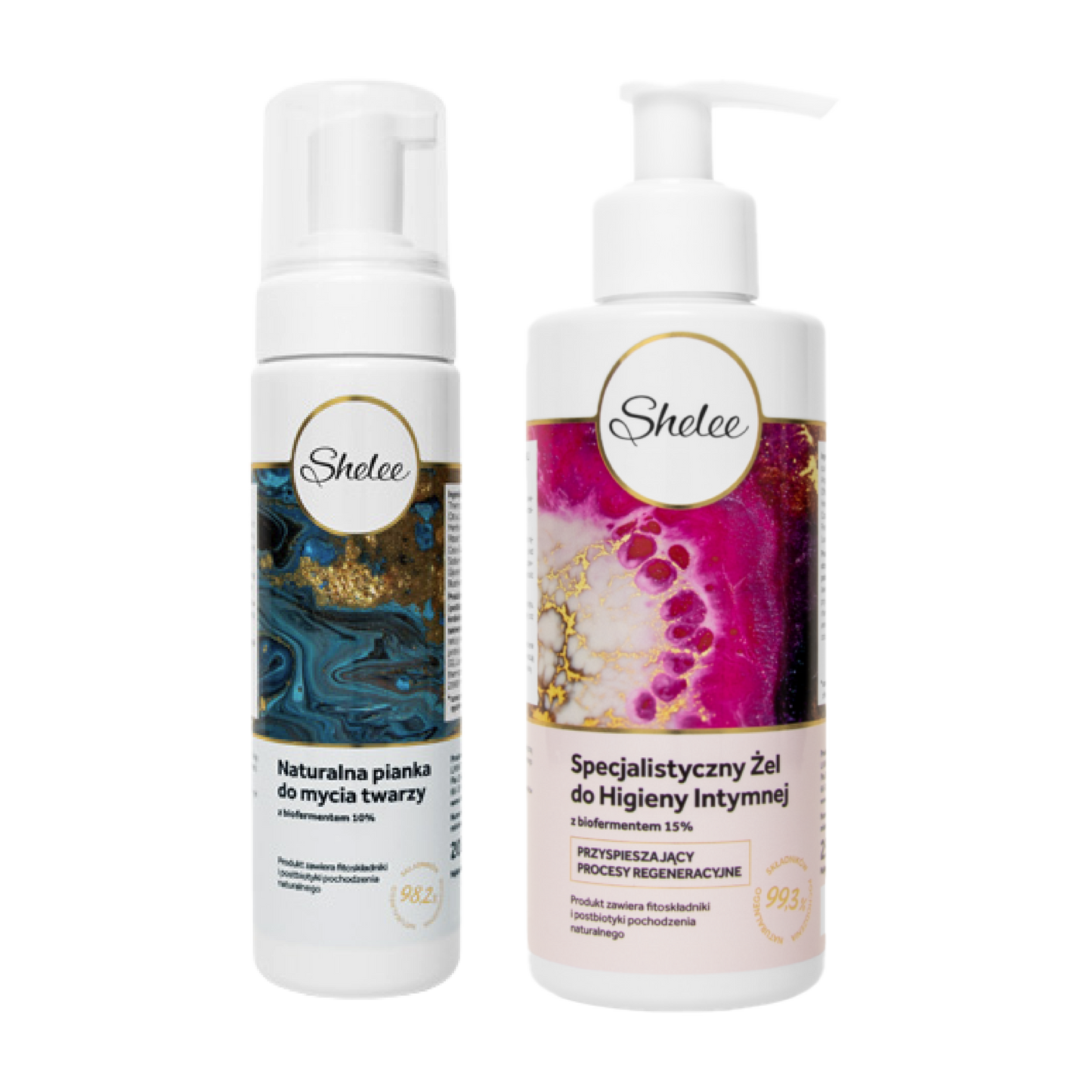 Shelee zestaw - żel regenerujący do higieny intymnej + pianka do mycia twarzy