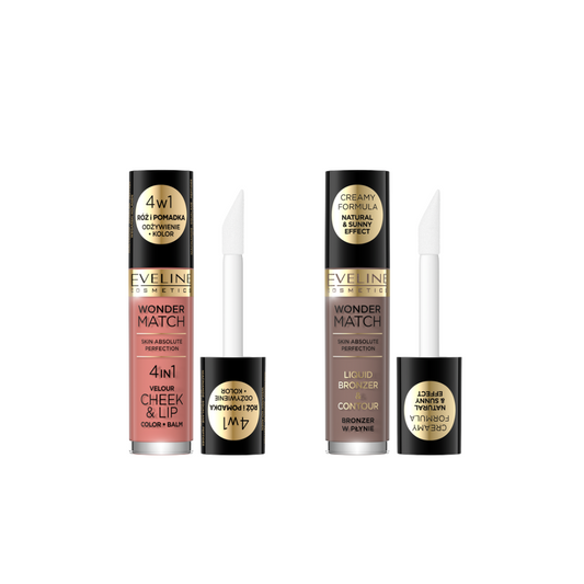 Róż i pomadka w płynie + Bronzer Eveline Wonder Match